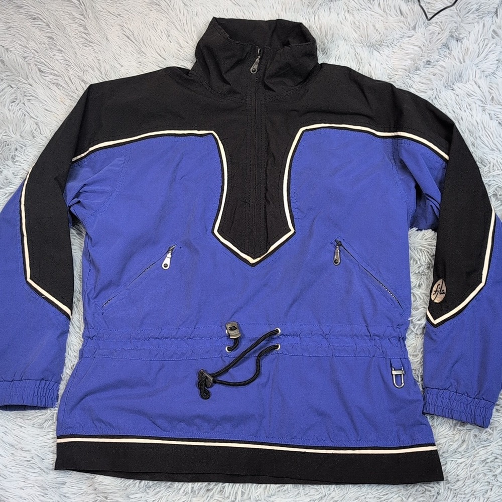 Fila Snowtime Jacket Womens 8 Blue Gorpcore Pockets Soft Half Zip Athletic